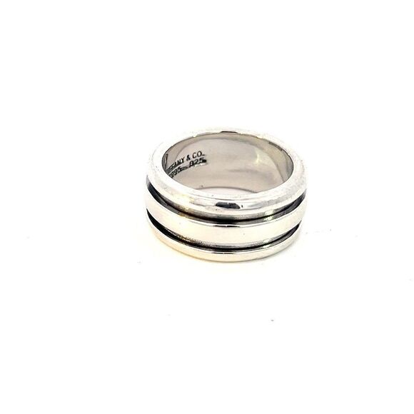Tiffany & Co Estate Atlas Groove Ring Size 5 Silver 9 mm TIF635 - Picture 4 of 5